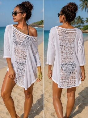 Lily White Crochet Beach Coverup